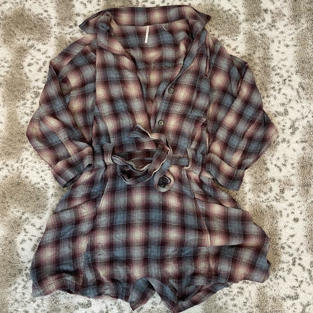 Free people before I let you go plaid romper - Picture 2 of 3
